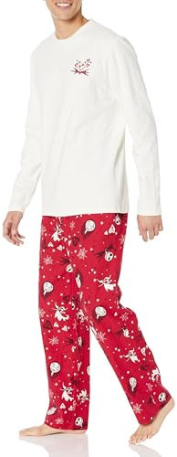 Amazon Essentials Disney | Marvel | Star Wars Set da Notte Pigiama in Flanella Uomo, Nightmare Valentine - Mens, S