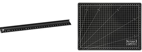 Dahle 10683 Schneidelineal (30 cm, aus Aluminium, hohe Griffleiste, rutschsicher) schwarz & Vantage Schneidematte A4 (22 x 30 cm, selbstheilend, beidseitig nutzbar, mit Raster) schwarz
