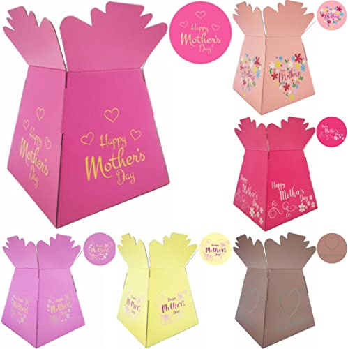 Mothers Day/Love Bouquet Box Vase - Transportation/Display Flower Box (Pink Hearts)