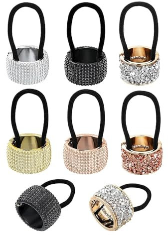 6pcs Strass Coda di Cavallo Elastici In Metallo Scrunchies Supporto per Capelli Punk Gotico Elastico per Capelli Corda Adatta Alle Donne Ragazze, Mescolare i Colori