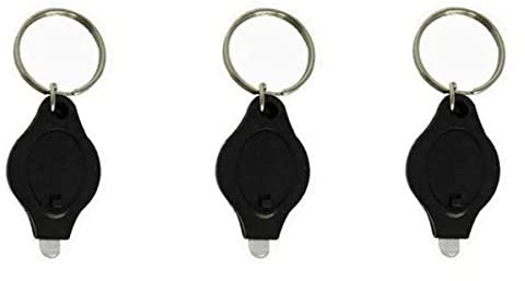 Boxonly Mini Keychain Torches UV Flashlight Money Checker Key-Chain LED Light Key Ring Light Torch Black 3PCS
