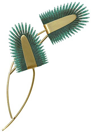 LES POULETTES BIJOUX - Broche Laiton Deux Tiges et Areca en Cuir - Turquoise