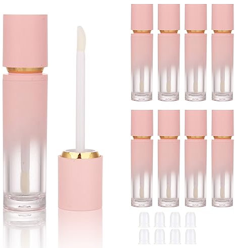 COSIDEA 8PCS Empty gradient Pink Lip Gloss Tubes 8ml lipgloss Tube with Wand Applicator for Lip oil tint bottles container