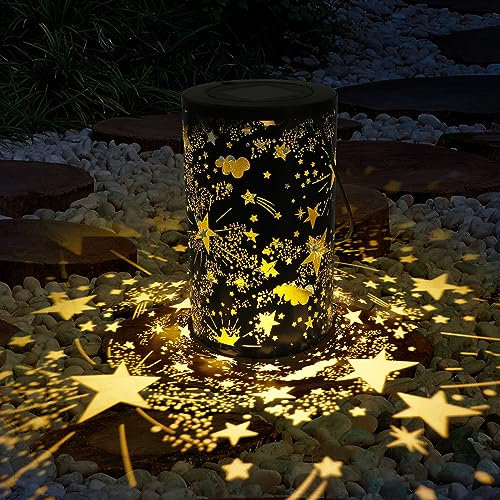 ZWOOS Solarlaterne für Außen, Gartenlaterne Solar Wasserdicht IP44, Hängend/Stehend, für Balkon Deko, Gartendeko (Sterne)
