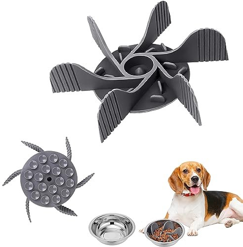 Gamelle d'alimentation Lente,Darryy Gamelle Anti Glouton Chien,Gamelles Lente Slow Food Inserte pour Chien Compatible avec Diverses Gamelles, Découpable, Bol en Acier Inoxydable Inclus