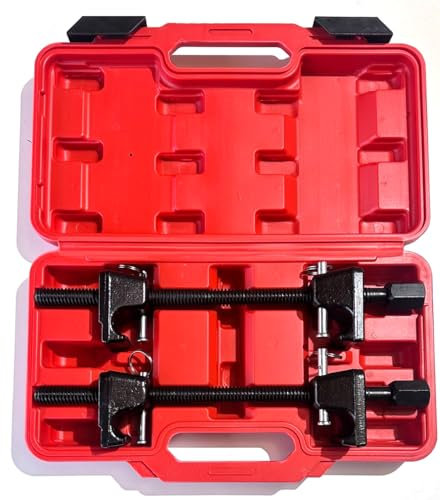 MAIL MORE 2PC Coil Spring Compressor, Heavy Duty Suspension Clamp Tool Kit With Safety Pin, Car Van spring replacement, repair struts, shock absorbers set Case, Macpherson Strut Spring Compressor Tool