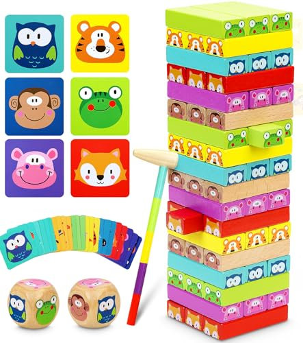 COOLJOYA Toys for 2 3 4 Year Old Boys Girls | Family Games for Kids and Adults | Wooden Stacking Toys Learning Educational Toys | Board Games Gifts for 2 3 4 5 Year Olds Boys Girls