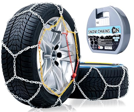 2 Stück Schneeketten für Pkw, SUV, Pickup und Lkw, kompatibel mit Reifenbreiten 205–285 mm (KN130)