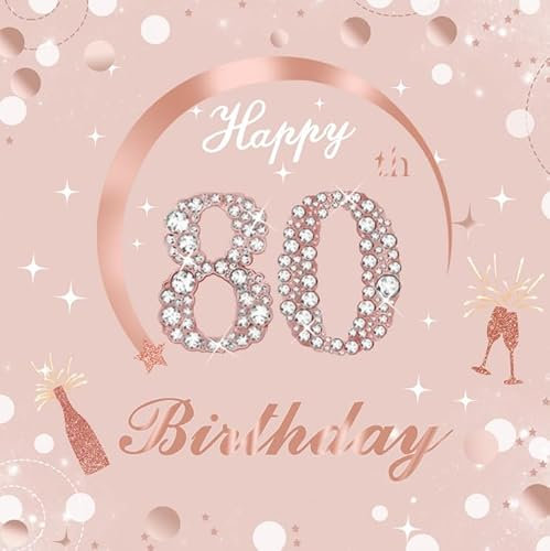 Xunerloy Servietten 80. Geburtstag Frau, 40 Stück Rosa Gold, 3-Lagig, Einweg Papierservietten (Rosa80th)