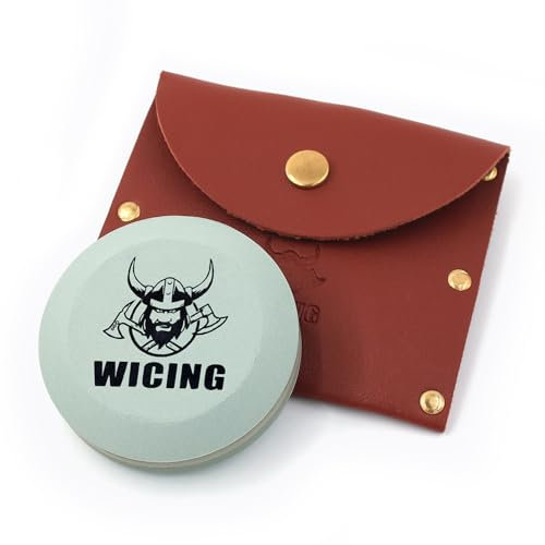 WICING Axe Sharpener 400/1000 Grit, Sharpening Stone with Leather Sheath