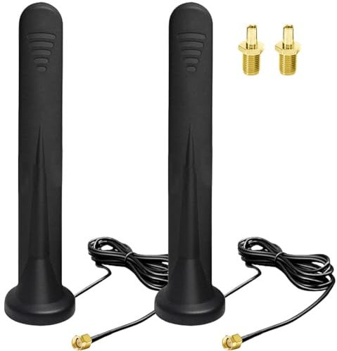 2 X 5G LTE Antenna 4G Amplificatore di segnale Omnidirezionale Antenna di rete SMA TS9 Connettore 12DBI Omnidirezionale Base Magnetica Antenna con Cavo RG174 per Router 3G/4G/5G/GSM/GPRS