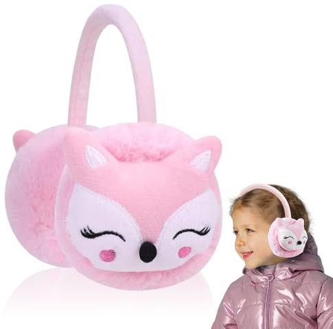BNGXR Cache-oreilles,Cache Oreille en Peluche pour Enfant Coupe-vent Couvre-Oreille de 3D Renard Mignon Earmuff Anti-froid pour Filles Garçon Protège Oreille Accessoire D'hiver Pour l'extérieur