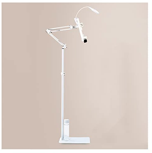 Boden-Lesehalter, Verstellbarer Buchständer, um 360° drehbarer Notenständer, Faltbarer Telefon-/Tablet-Halter, robuster multifunktionaler Boden-Buchständer (mit Lampe)