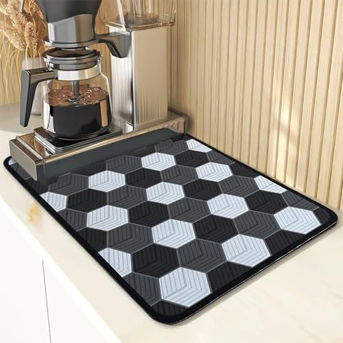 Echehi 2pcs Drying Mat for Kitchen Counter, 50 x 30 cm Self Drying Mat Kitchen for Kitchen Counter, Coffee Machine, Dish Rack. Rhombus