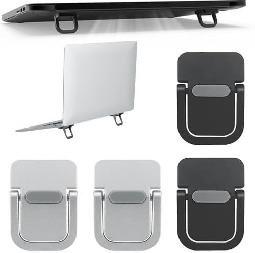 UYVPAER 4 Elevadores De Teclado Portátil, Autoadhesivos para Mini Laptop, Soporte Invisible para Teclado De Computadora para Escritorio, Patas Plegables para Laptop con Silicona Antideslizante