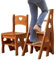 3in1 Holz 4 Stufen Leiter Stuhl - tragbare 4-stufige Bibliotheksleiter,umwandelbarer Klappstuhl,Ausstellungsständer für Erwachsene im Büro/Zuhause/Küche/Bibliothek