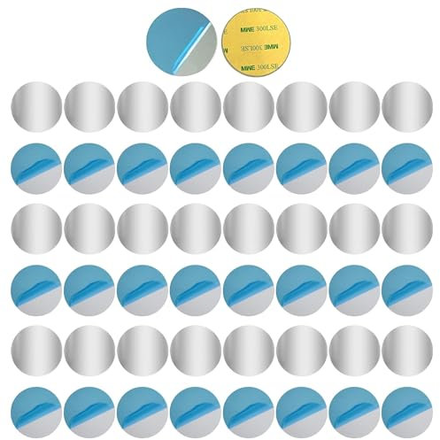 Alriedy 50 STK Metallplättchen Selbstklebend für Tonies Figuren,Runden Handy Metall Platte Set aus magnetischem Edelstahl mit Klebesockel für Magnet Kfz Auto Handyhalterung für vielseitige Anwendungen