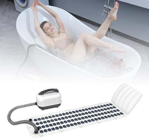 Non-Slip Bath Mat,Surfing Massage Bath Mat,with Inflatable Pillow + Remote 6-Speed Adjustment Bathtub Bubble Machine Powerful Air Pump for Loosening Tight Muscles Improve Sleep
