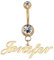 MMXX Personalisierte Bauchringe für Frauen Personalisierter Name Initialen Bauchnabelpiercing mit Herz Geburtsstein Namensschild Piercing-Schmuck Geschenk für Geburtstag Weihnachten - A2: Gold