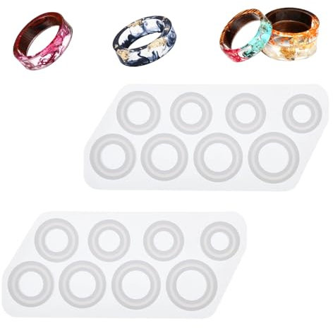 2 Stück Silikonformen Gießformen Ring Formen Diy Harz Ringform Ringform Epoxidharz Ringformen Schmuck Schimmel Silikonform für Dekoration Crafting Ring Anhänger Halskette Herstellung