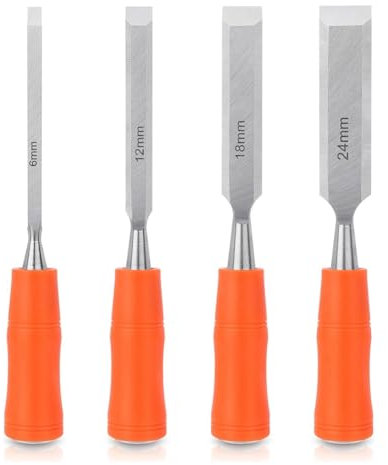 Kznifmk 4-Teiliges Stechbeitel-Set, Holzbearbeitungswerkzeug-Set, Stechbeitel für die Holzbearbeitung mit Stahlhammer, Ende, Holzwerkzeuge, Meißel-Set