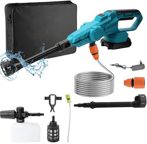 Akku Hochdruckreiniger,100 BAR für Makita 18V Tragbarer Hochdruckreiniger mit 6-IN-1 Düse,3500W Bürstenloser Motor,380L/H,Tragbarer Druckreinigerpistole für Auto,Haus,Rasen,Garten (ohne Akku)