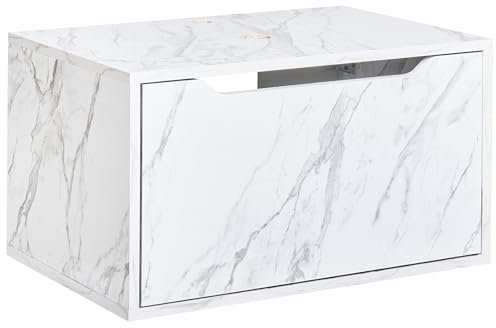 Beliani Mueble para Lavabo de Pared Efecto mármol Blanco Petrolina