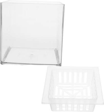 Outanaya Transparentes Aquarium Mit Pflanzenkorb Quadratisches Hydroponik-behältnis Für Betta-Fische Dekoratives Pflanzgefäß Und Terrarium Für Wohn Und Büroanwendungen