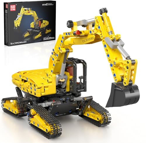 Mould King Bagger Bauset, Konstruktions-Baukasten für Modellbagger mit 840 Teilen, STEM Spielzeug für Jungen ab 14 Jahren & Erwachsene, Technik-Bausatz (10176)