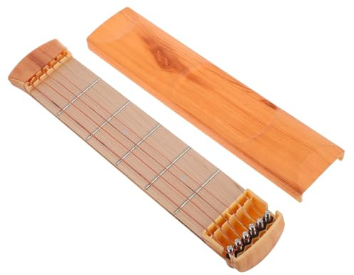 HANABASS Rockngo Gitarre Tragbarer Gitarrentrainer mit 6 Bünden Holzmaserung Kunststoff und Holz für Anfänger Fingertechniktraining Beim Üben | Holz Kunststoff mit Holzmaserung, Tragbar und Leicht, für Outdoor Reise und Camping