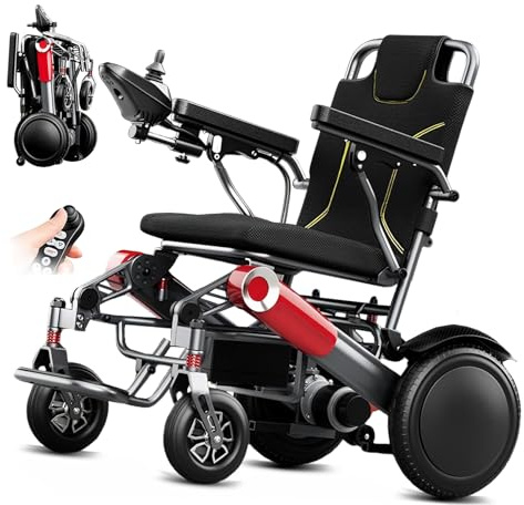 Elektrorollstuhl faltbar mit Fernbedienung, 500W Motor, 35 km Reichweite, Aluminiumrahmen, 8‑fach Federung, ergonomischer Sitz, LED-Rücklicht, elektromagnetische Bremse, kompakt für Senioren (13A)