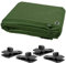 Lona impermeable resistente de 5 x 8 m, versátil para camping, protección de muebles, uso en caravana, con 4 clips de lona (verde, 90 g/m²)