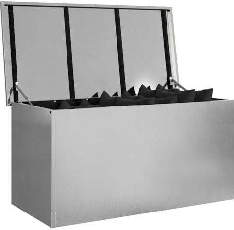 vidaXL Outdoor Storage Box Silver 100 x 50.5 x 50 cm Stainless steel, Garden and Terrace Storage Solution, Durable Outdoor Cabinet, Weatherproof Industrial Organizer, Rectangular Steel Box