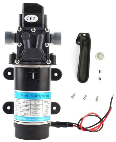 Telituny Pompa Dell'acqua Ad Alta Pressione, Pompa Diaframma a Sollevamento 120 W 130 M, Pompa di Flusso 10 Litri/m per Rondella di Pressione, Spray Giardino, (12V 3210YD-12-120FS)