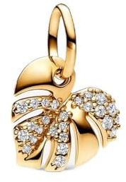 Lkwidi Charme Sparkling Monstera Leaf Dangle Charms-Anhänger 925 Sterling Silber Charm Bead Pendant für Europäische Armbänder und Halsketten