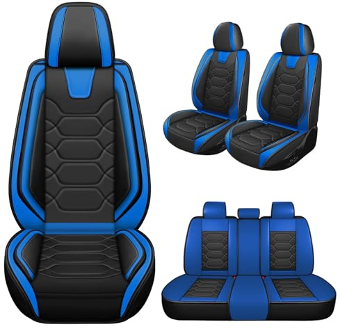 Autositzbezüge Für Dacia Bigster 2025 - SUV, Sitzbezüge Auto Universell，Nappaleder，Wasserdichtes，Atmungsaktives, Abriebfest(Black Blue)