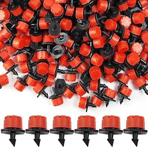 Wzzy Gurden 300 Piezas 1/4'' Goteros de Riego, Plástico Aspersores de Riego Ajustables de 8 Agujeros, Cabezas de Riego para Goteo Goteros, Rociadores de Riego para Césped