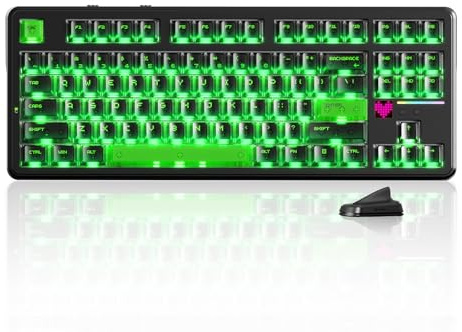 MAMBASNAKE x ATTACK SHARK X87 Ultra Kabellose Mechanische Gaming-Tastatur | Tri-Mode TKL 80% Tastatur RGB, 8000Hz, 10000mAh, Hot-Swap Linear, Punktmatrix-Display, QWERTY, Transparent-Keycaps, Jade
