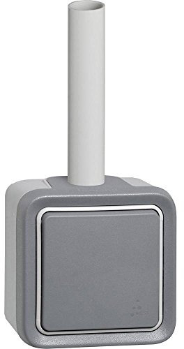 LEGRAND, Plexo Classic Feuchtraum-Aufputz-Wippschalter, unbeleuchtet, Universal-Aus-/Wechselschalter, 10 A/250V, IP55 - IK07, grau, 069711