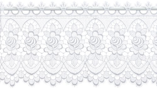 Plauener Spitze by Modespitze, Store Bistro Gardine Scheibengardine mit Stangendurchzug, hochwertige Stickerei, Höhe 32 cm, Breite 144 cm, Weiß