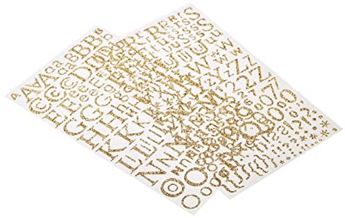 Alfabeto adhesivo con brillo dorado