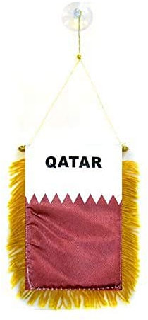 AZ FLAG - Wimpel Katar - 15x10 cm - Staat Katar Mini Flagge 10 x 15 Cm - Auto Pennant Spezielle Auto