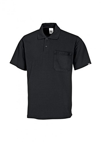 BP 1612-181-32-3XL Unisex-Poloshirt, 1/2 Ärmel, Polokragen mit Knopfleiste, 70 cm, 220,00 g/m² Stoffmischung, schwarz, 3XL