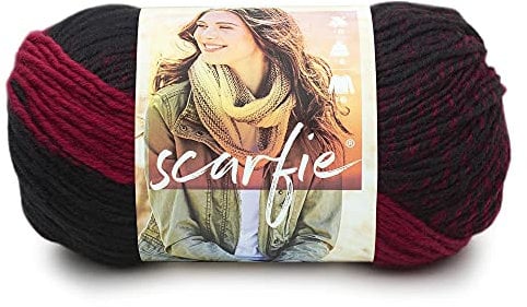 Lion Brand Yarn Scarfie - Strickgarn für Schals One Size Cranberry/Black