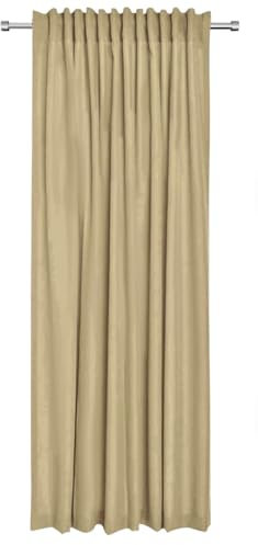 Rollmayer Vorhänge mit Tunnelband Kollektion Vivid (Beige 3, 135x150 cm - BxH - 2 er Pack) Blickdicht Uni einfarbig Gardinen Schal für Schlafzimmer