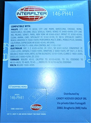 Sacchetti aspirapolvere PH 41 146 per PHILIPS - AEG - ELECTROLUX - TORNADO - VOLTA$
