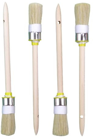 ROTIX-93722 4 Stück Maler Ringpinsel Ø 25 mm | Größe 4 | Rundpinsel Lackierpinsel helle Borste