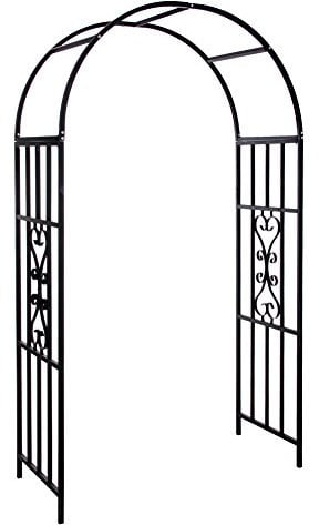BAKAJI Arco de jardín Soporte para Rosas Plantas trepadoras de Metal 113 x 50 x 205H cm Color Negro