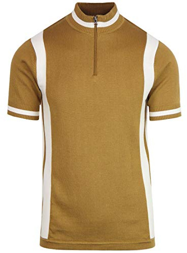Madcap England Vitesse Men's Retro 60s Knitted Cycling Top with Zip Funnel Neck MC339
