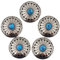 perfeclan 5 Dekorative Schnallenknöpfe Vintage Künstliche Türkis Conchos KnöpfeFür Leder Handwerk Verzierung Knöpfe aus Knöpfe DIY Deko, Blau